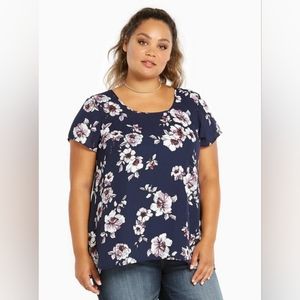 Floral Print Georgette Pleated Back Blouse